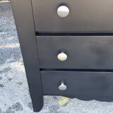 Chest of drawers of the 40s lacquered black 3 drawers