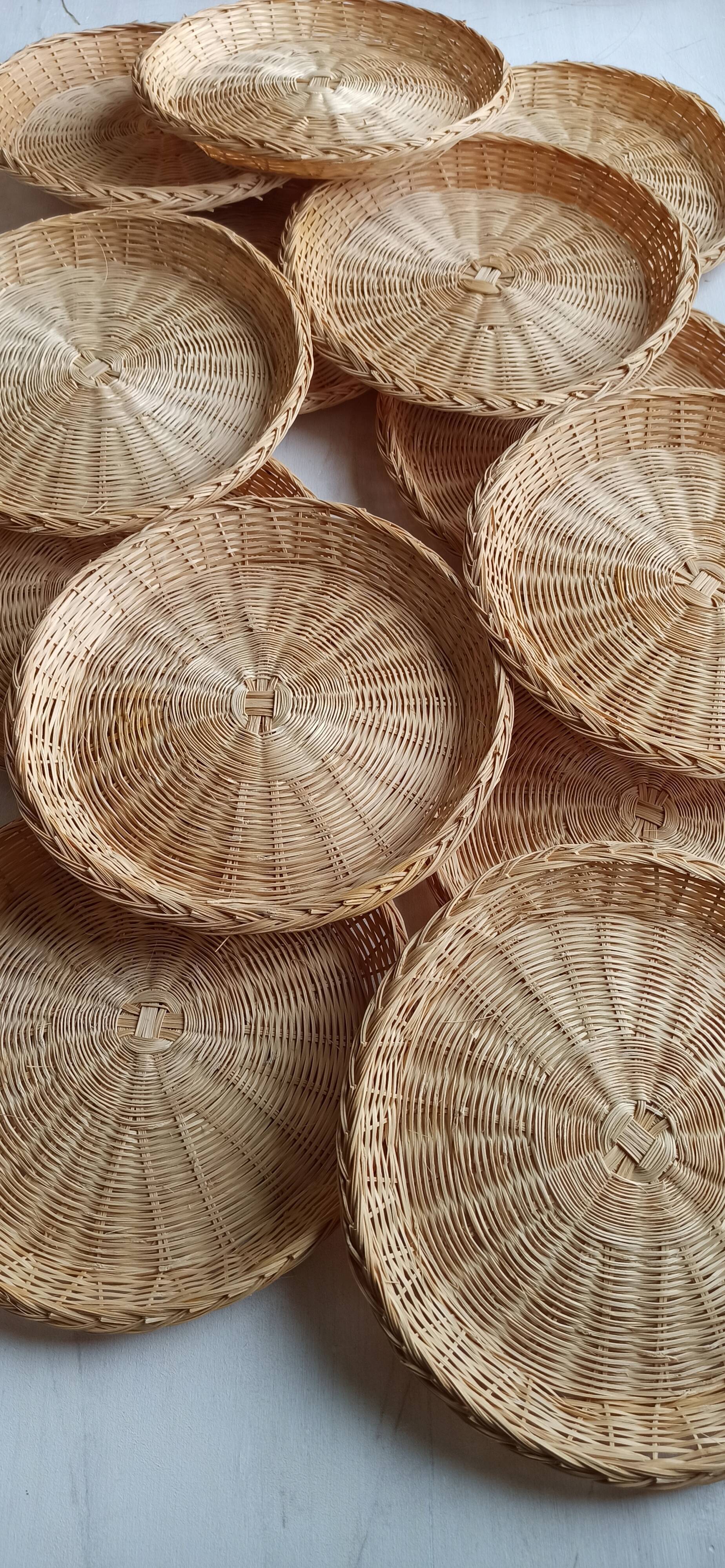 Wall composition of vintage baskets