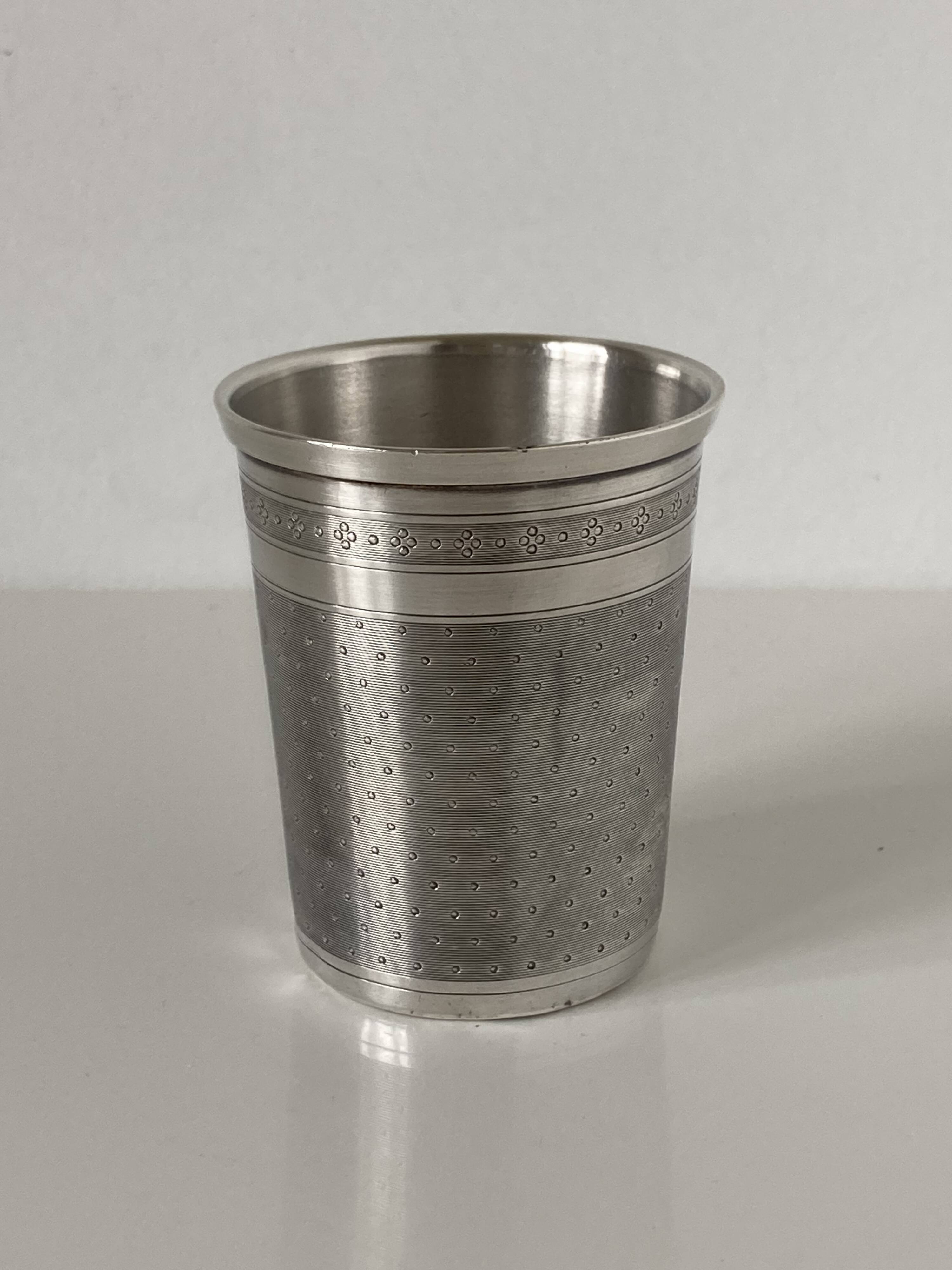 925 sterling silver goblet with engraved decoration, French work, Minerva hallmark
