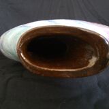 Art Deco stoneware vase, hand-painted with a country landscape