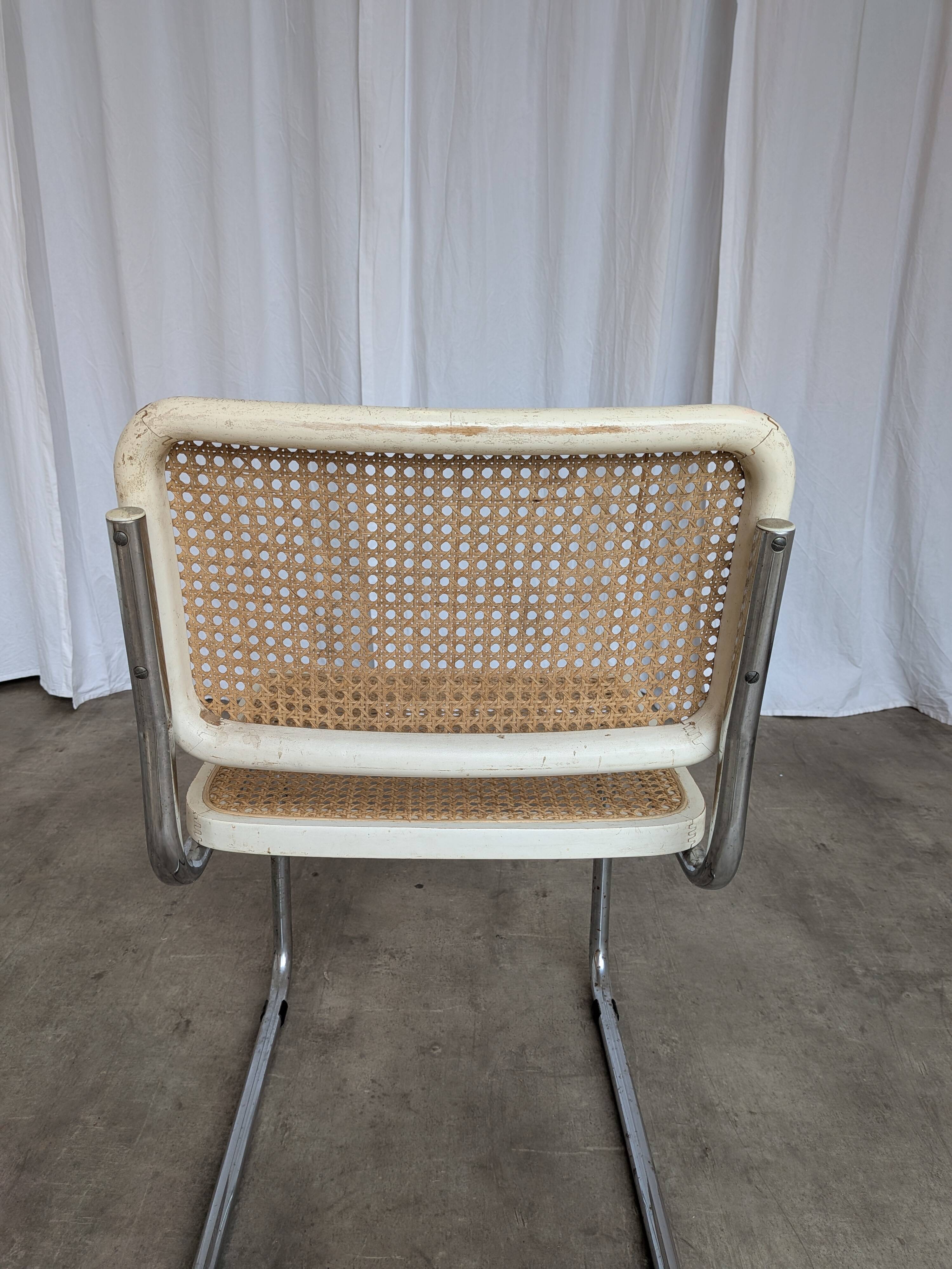 Vintage Cesca Chair: 1970s Marcel Breuer Chrome Cane Chair