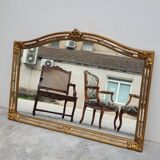 Miroir Glace à parclose dorée ancien 1960s