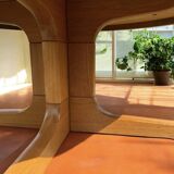 Mid Century Round Coffee Table Danish Modern  Teak & Tile-top Inset Mk Sofa