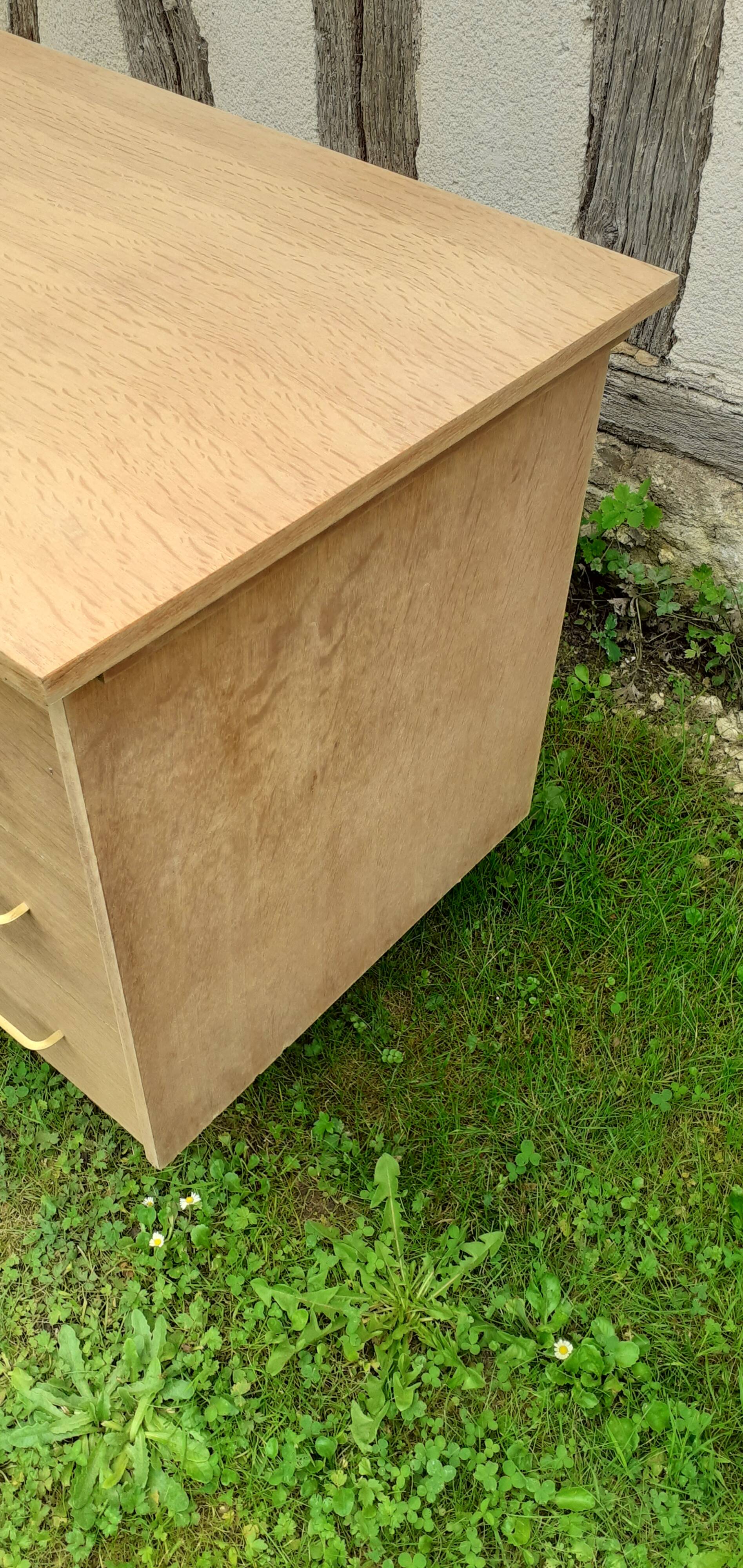 Desk 3 drawers 1 shelf year 60 vintage raw wood