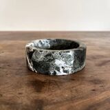 Vintage black and white marble round ashtray