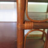 Retro-Side table-vinyl furniture-wood, rattan and bamboo-80s