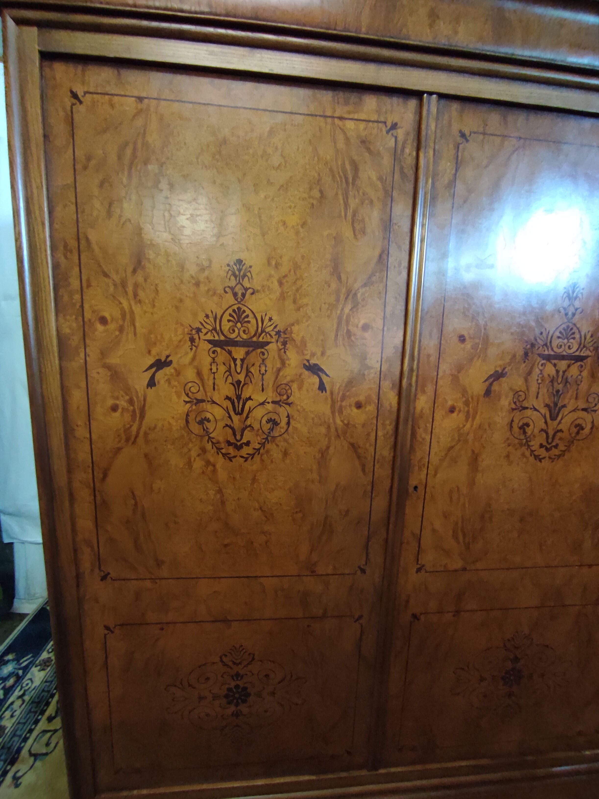 Charles x style cabinet in elm magnifying glass veneer