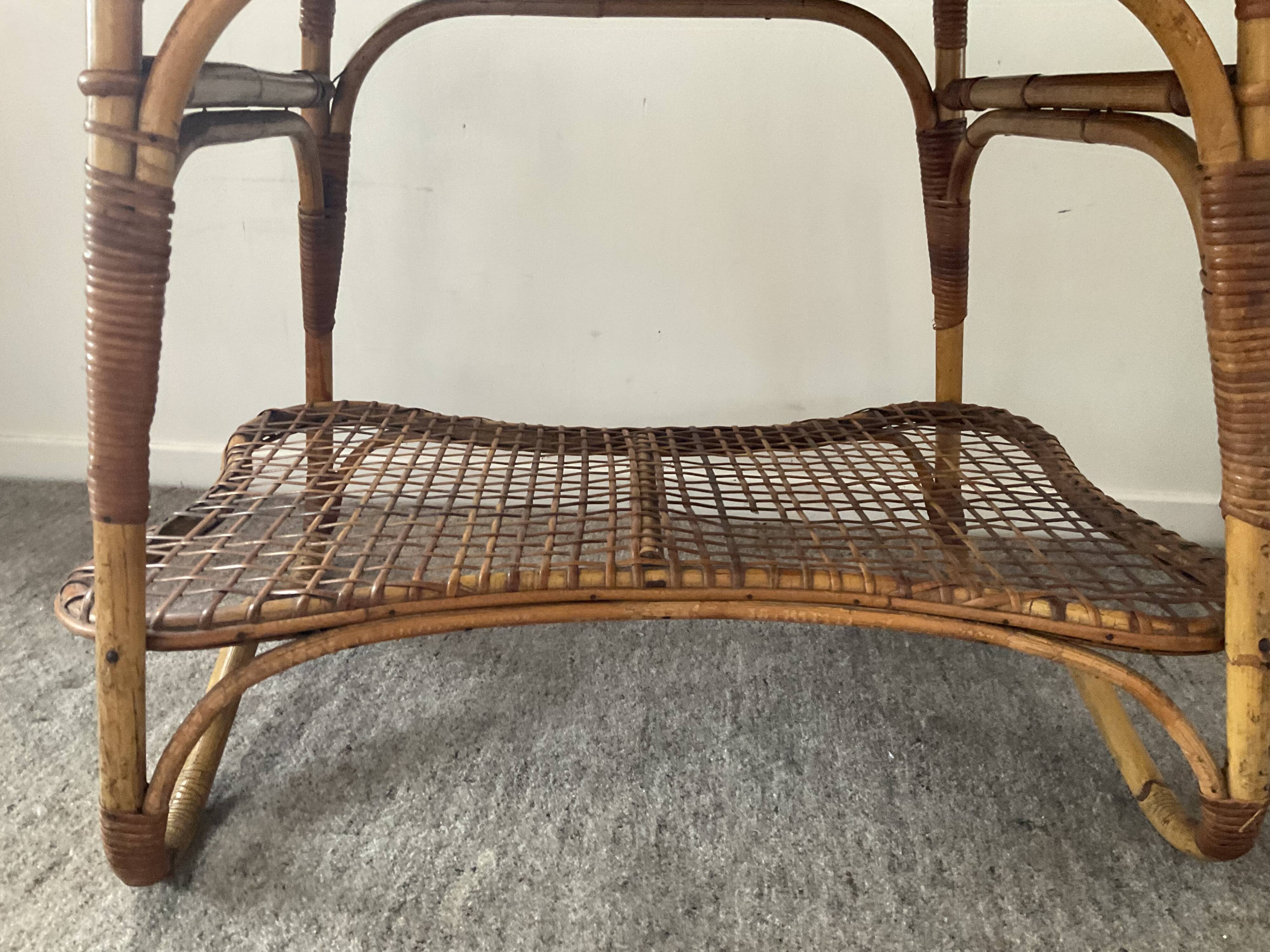 Vintage coffee table from the 50s in rattan
