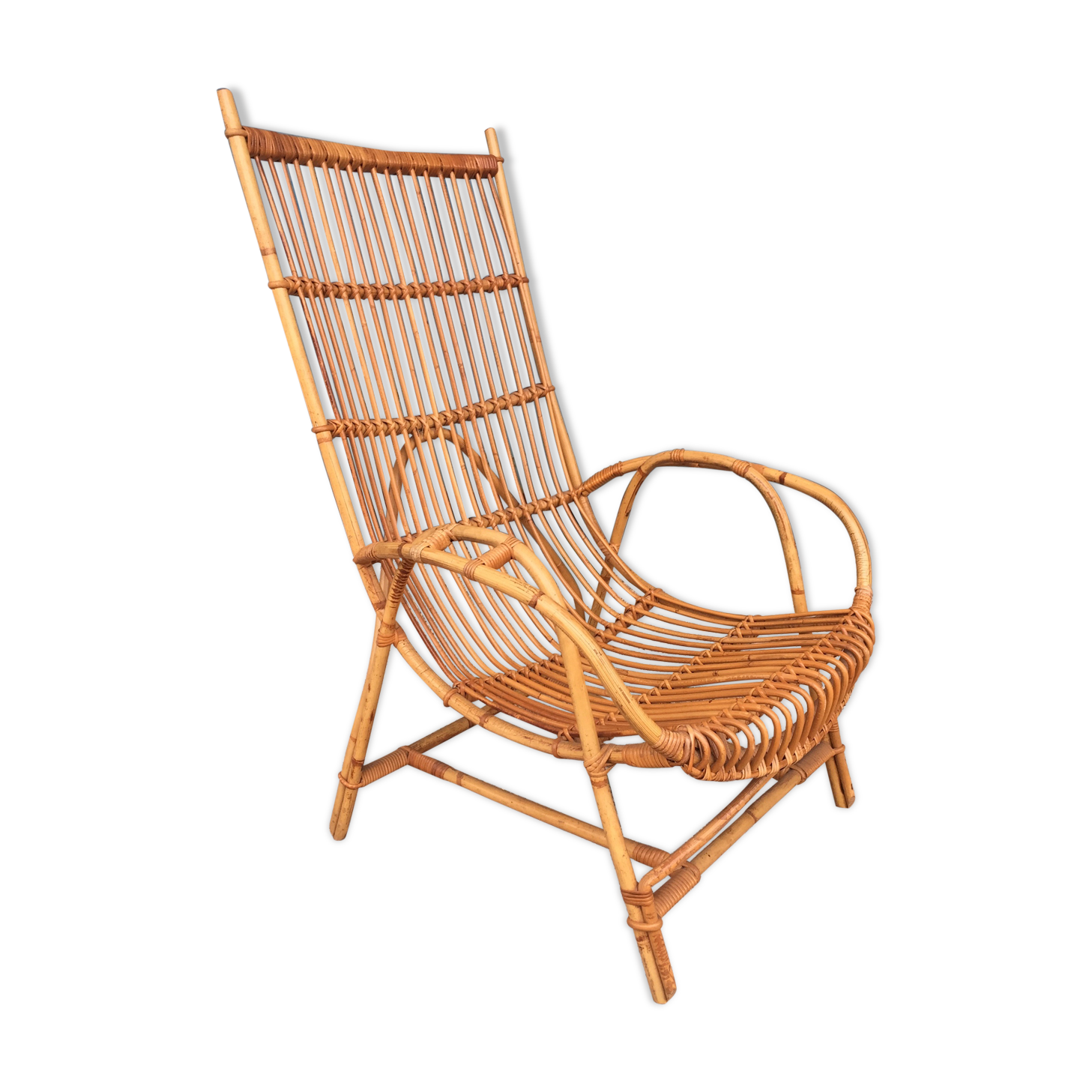 Low seated rattan chair