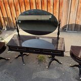 Coiffeuse triptyque vintage 1960s en acajou– signée G. Blouin Nantes