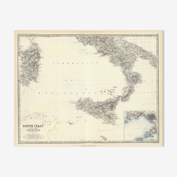 Carte de l'Italie (feuille du sud) vers 1869 Keith Johnston Royal Atlas