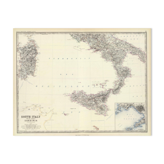 Carte de l'Italie (feuille du sud) vers 1869 Keith Johnston Royal Atlas