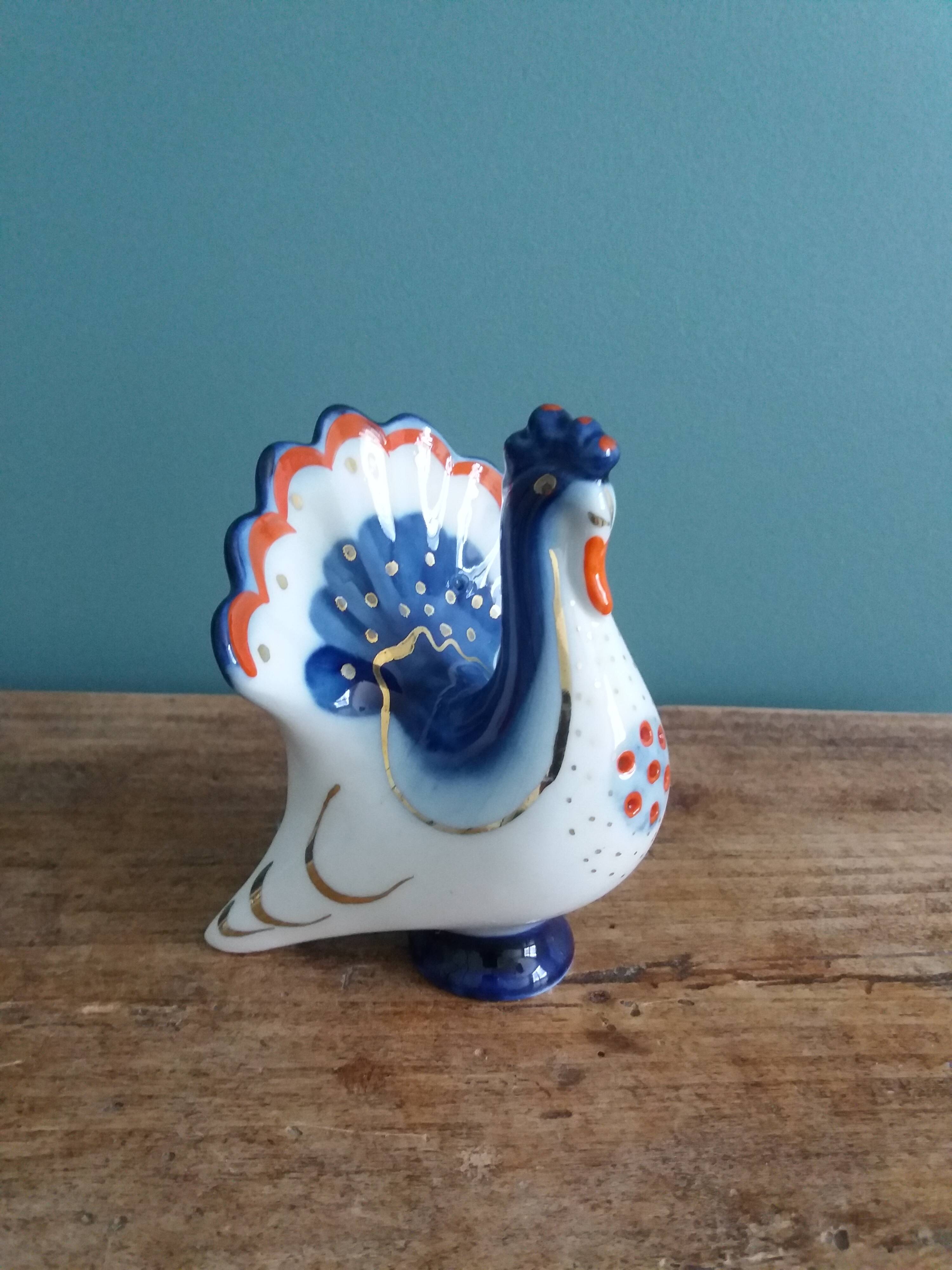 Lomonosov Russian zoomorphic peacock pepper shaker