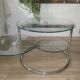 Table Basse en Verre et Métal Chromé
