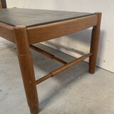 20th century oak coffee table with slate top