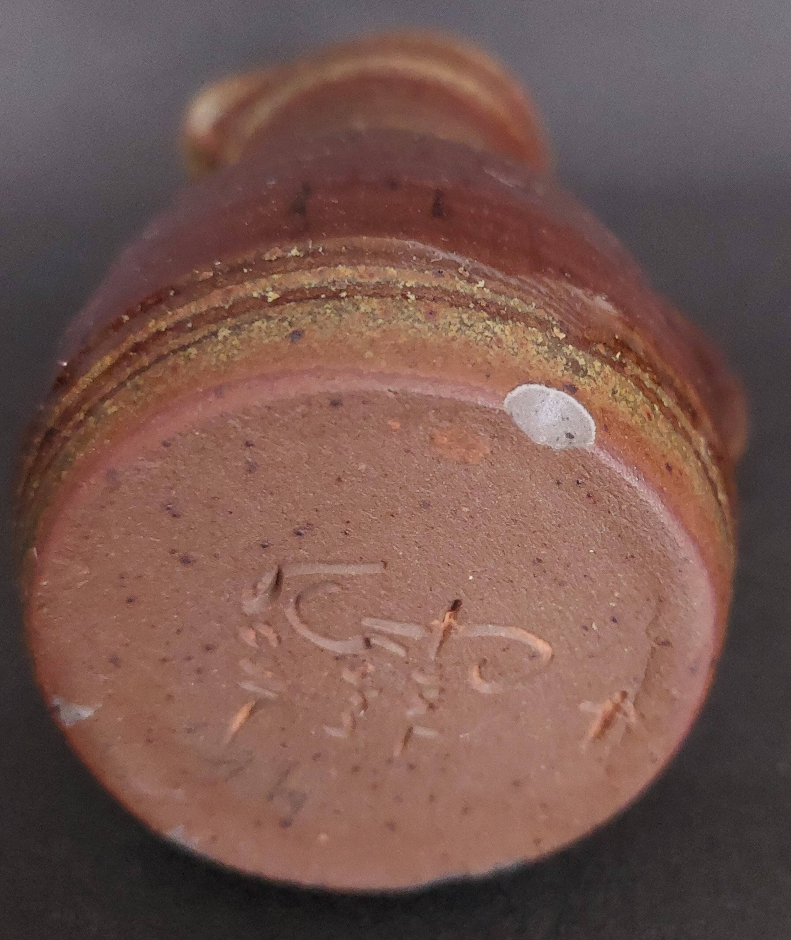 Cream pot, glazed stoneware pitcher, signed Fontgombault, 20th century