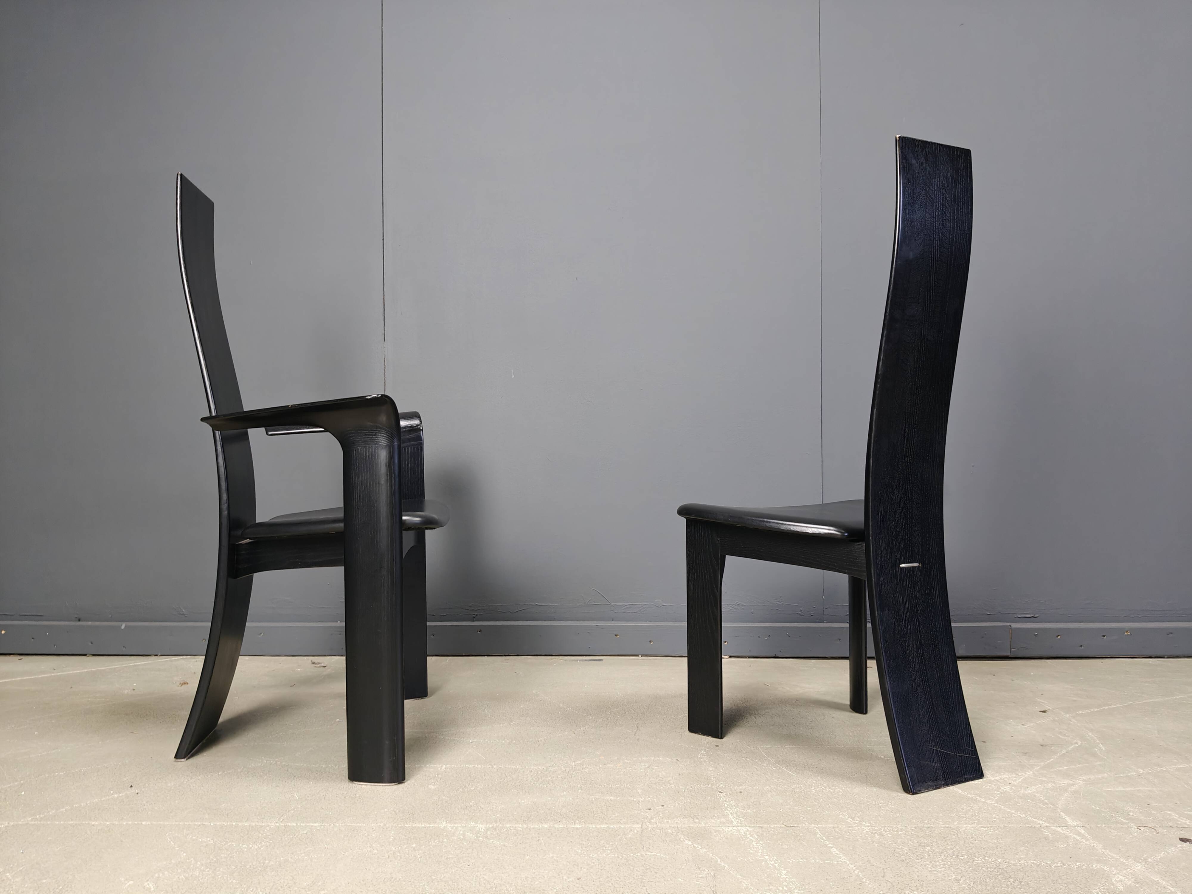 Set of 10 belgian high back dining chairs, 1980s