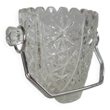 Duo of crystal ice buckets, silver metal, vintage