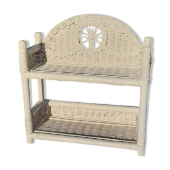 étagère murale en rotin blanc cassé H 48 cm