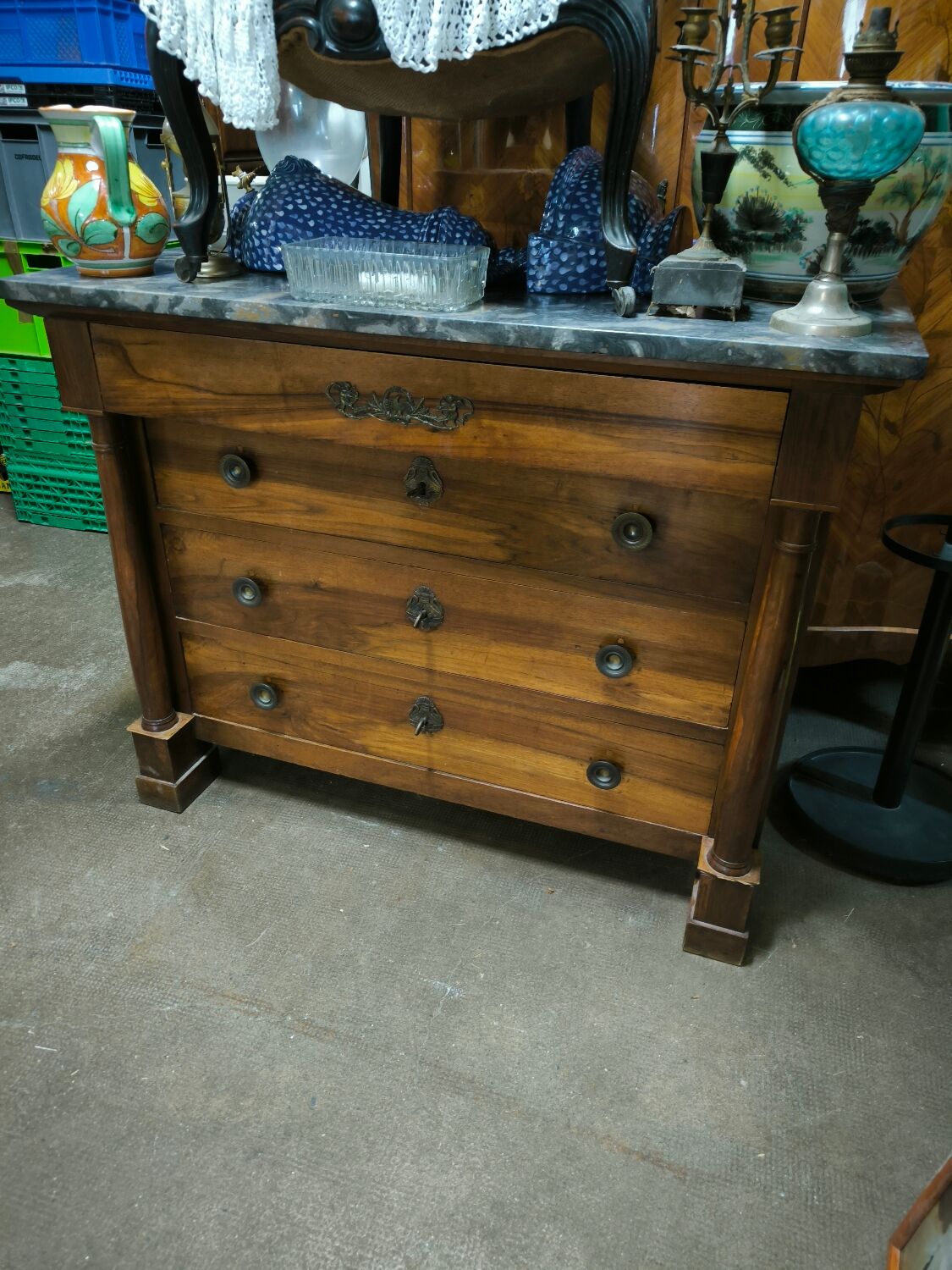 Empire period walnut chest of drawers