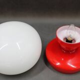 1970s Stepan Tabery Red Glass Mushroom Table Lamp, Czechoslovakia