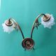 Pair of vintage Art Deco pink double wall sconces France