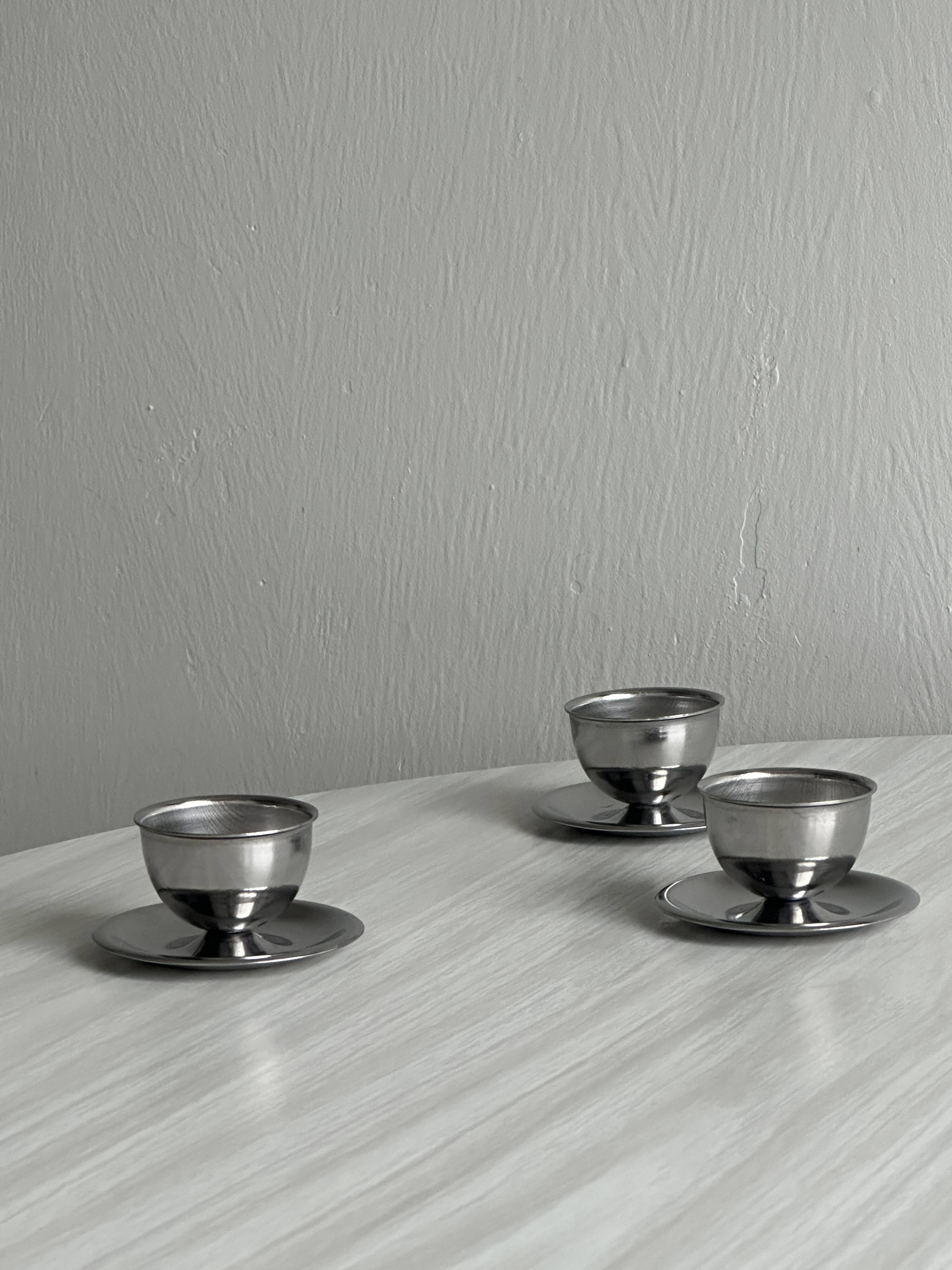 Lot de 3 coquetiers design en inox