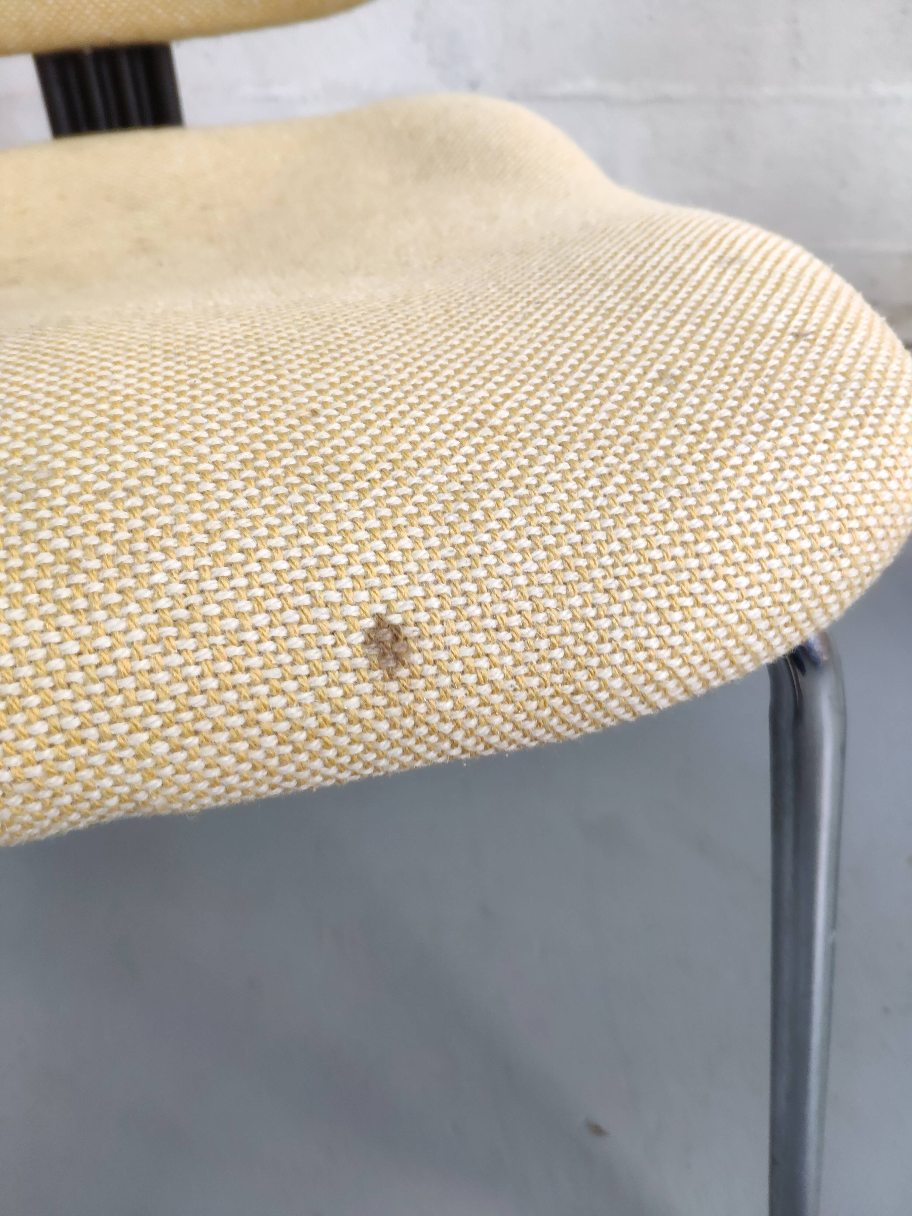 Pair of vintage chrome office chairs and beige fabric circa 70