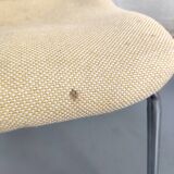 Pair of vintage chrome office chairs and beige fabric circa 70