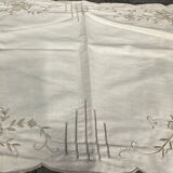 Old embroidered cotton table runner - circa 1900 - l 105 cm / l 68 cm
