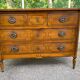 Commode Louis XVI en marqueterie et placage d'amarante/merisier 1950