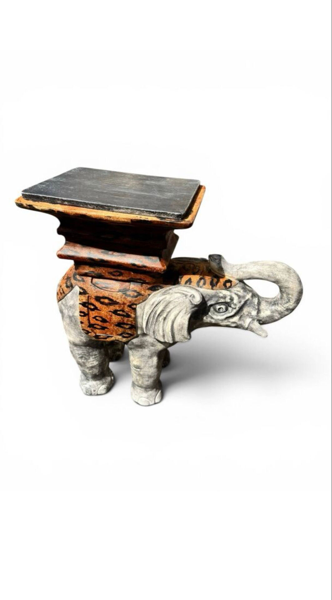 Elephant side table – leopard pattern – Jansen style 1970