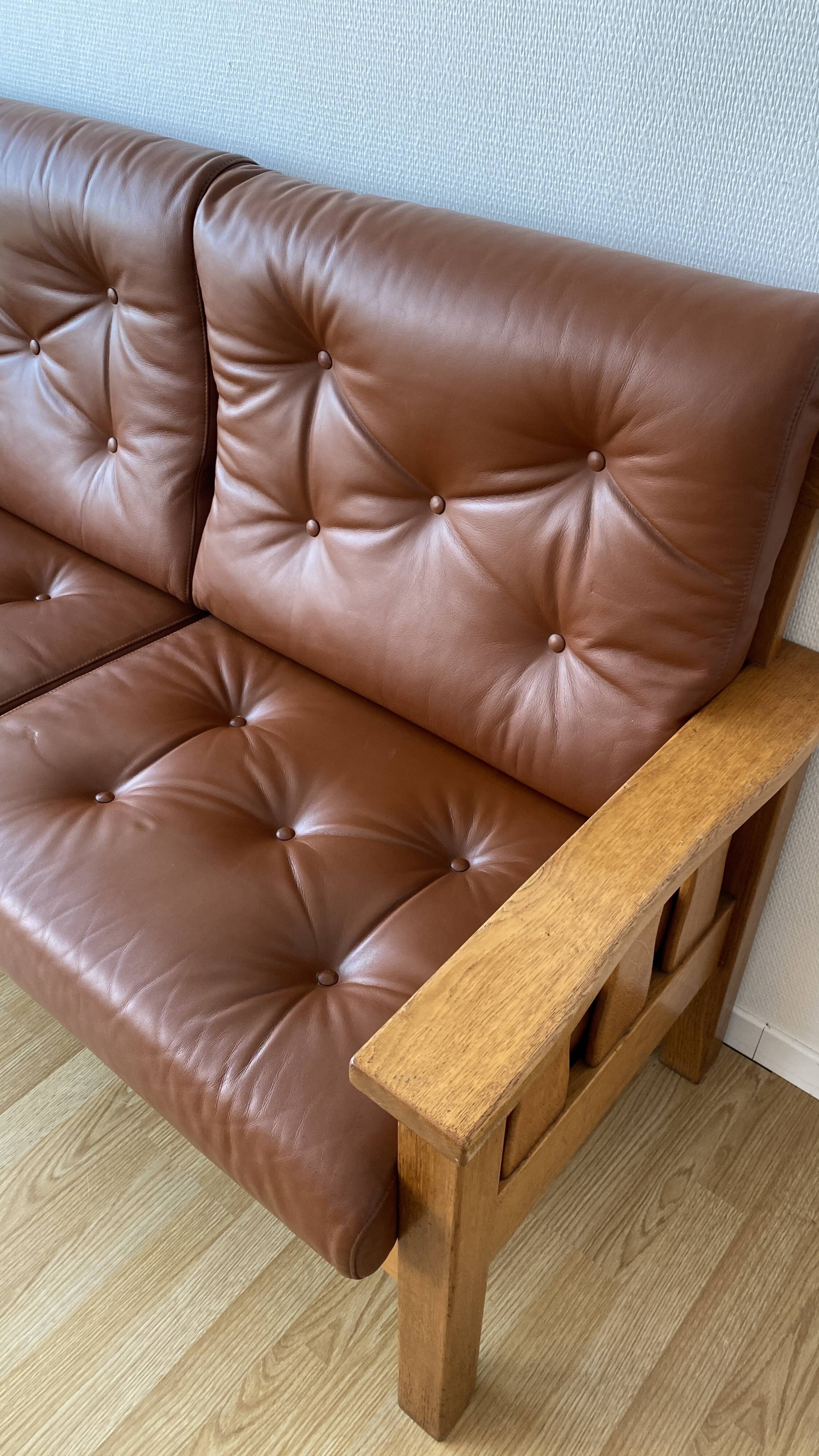 Banquette vintage en chêne massif