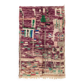 Tapis berbère Boujaad violet à motifs colorés 264x141cm