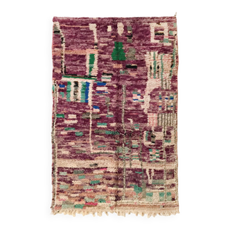 Berber rug Boujaad purple with colorful patterns 264x141cm