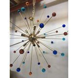 Italian Multicolored “Star” Murano Glass Sputnik Chandelier