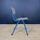 Set of 12 gray wood school chairs with blue feet Netherlands 70s/80s