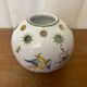 Antique flower vase moustiers white ceramic painted vintage