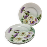 4 anciennes assiettes fleurs Luneville