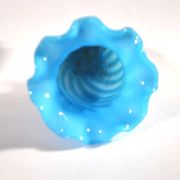 Vallerysthal antique vase in blown turquoise opaline with twisted ribs.