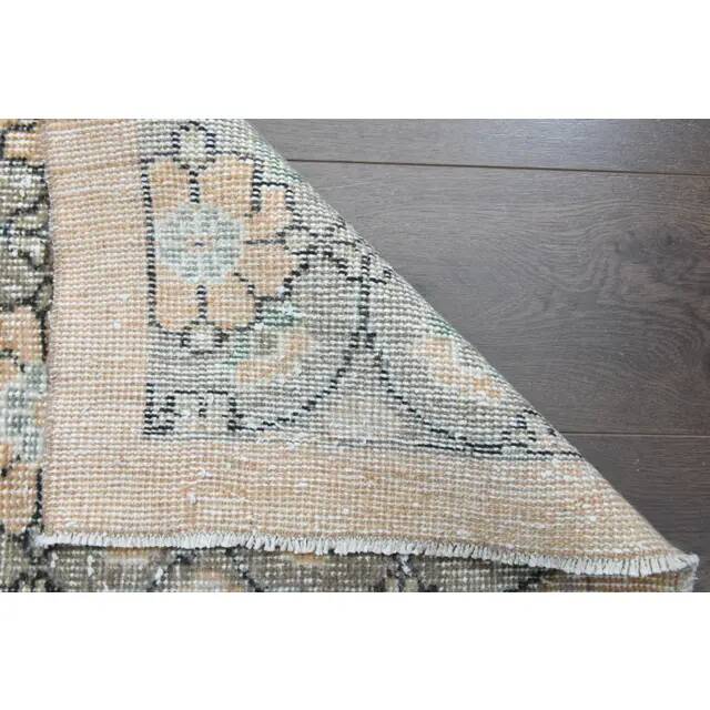 1970s Vintage Turkish Oushak Handmade Wool Cotton Gray Area Rug 95x329