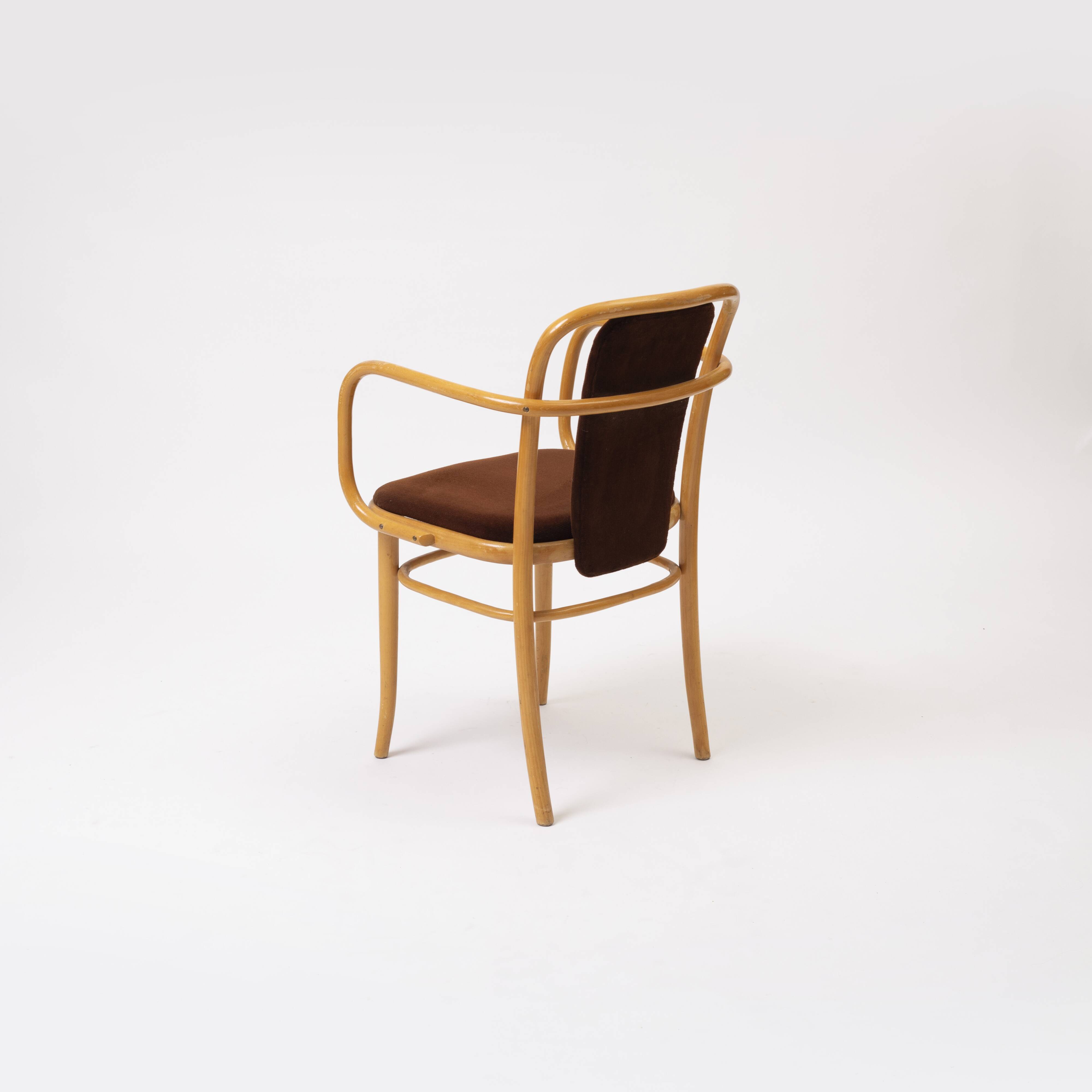 Set o 4 bentwood chairs in brown velvet by TON