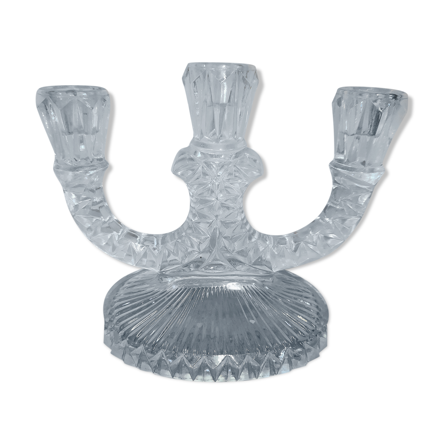 Moulded glass candlestick