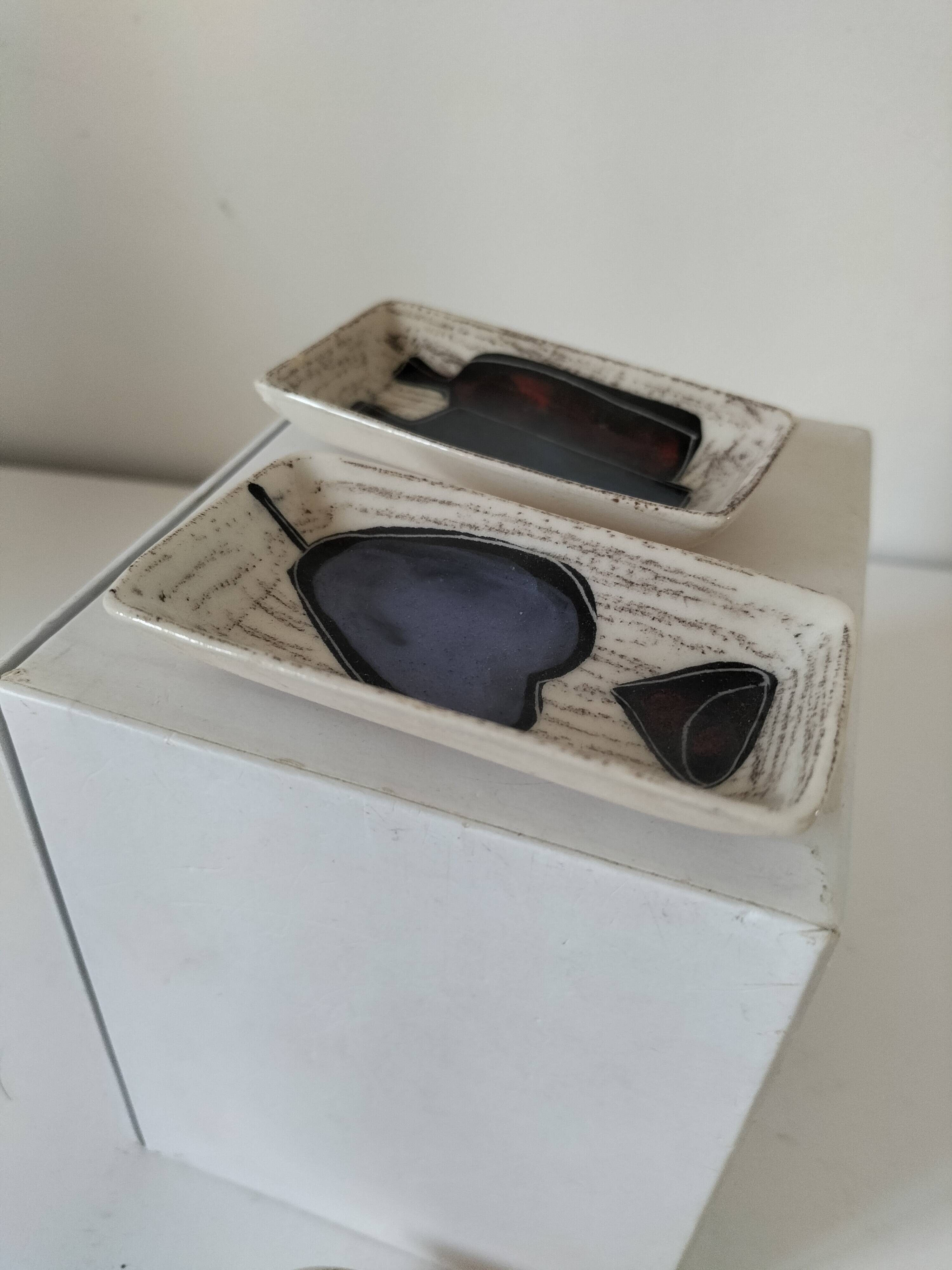 Trio of decorative glazed ceramic bowls – Italy, 1960s