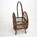 Italian Bamboo & Rattan Magazine Rack, 1950s