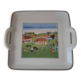 Square dish with handles Villeroy & Boch naive design Laplau