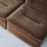 Vintage velvet brown / green modular sofa, 3-elements