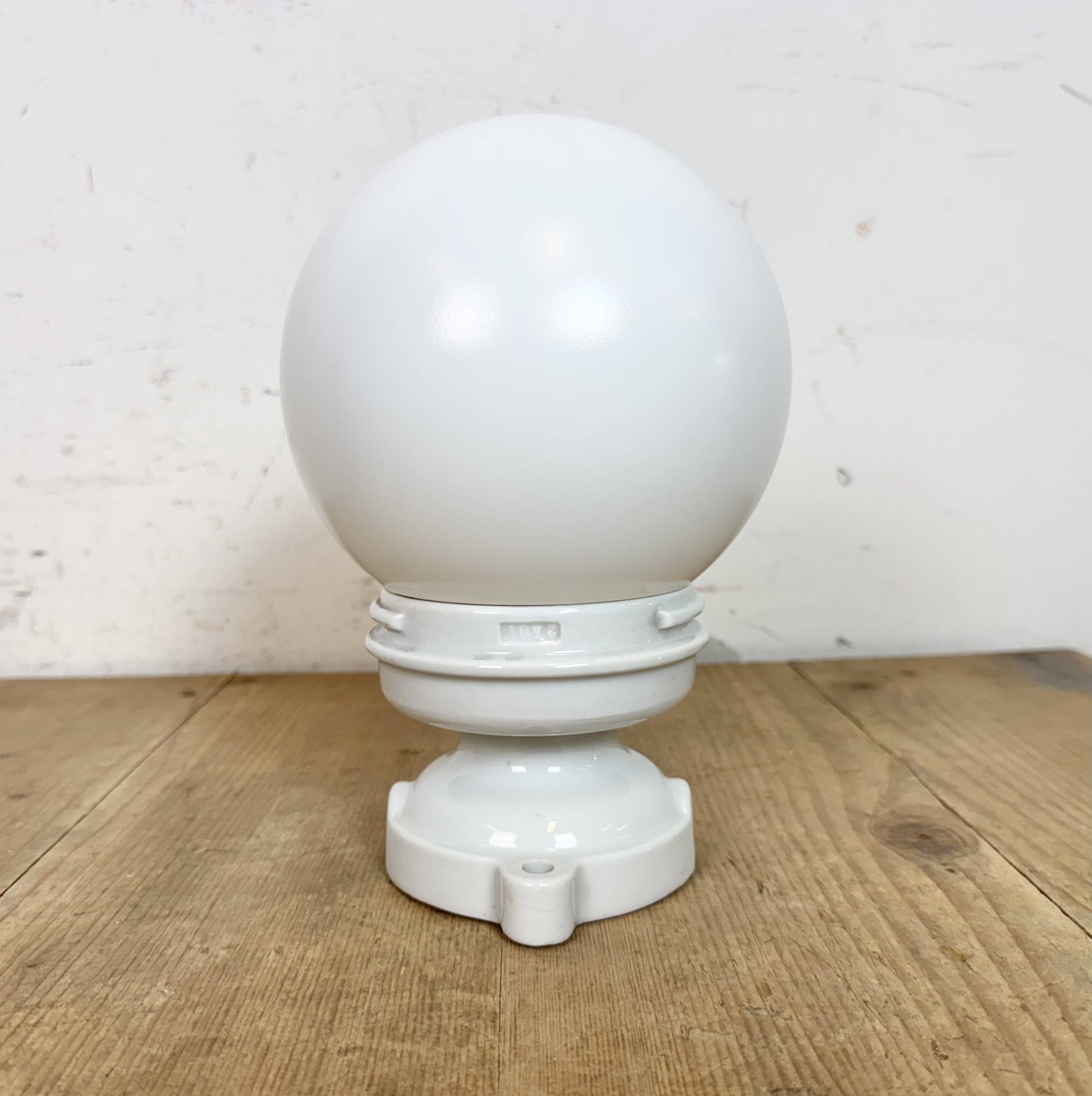 Vintage Porcelain Ceiling Light with Milk Glass , 1950s