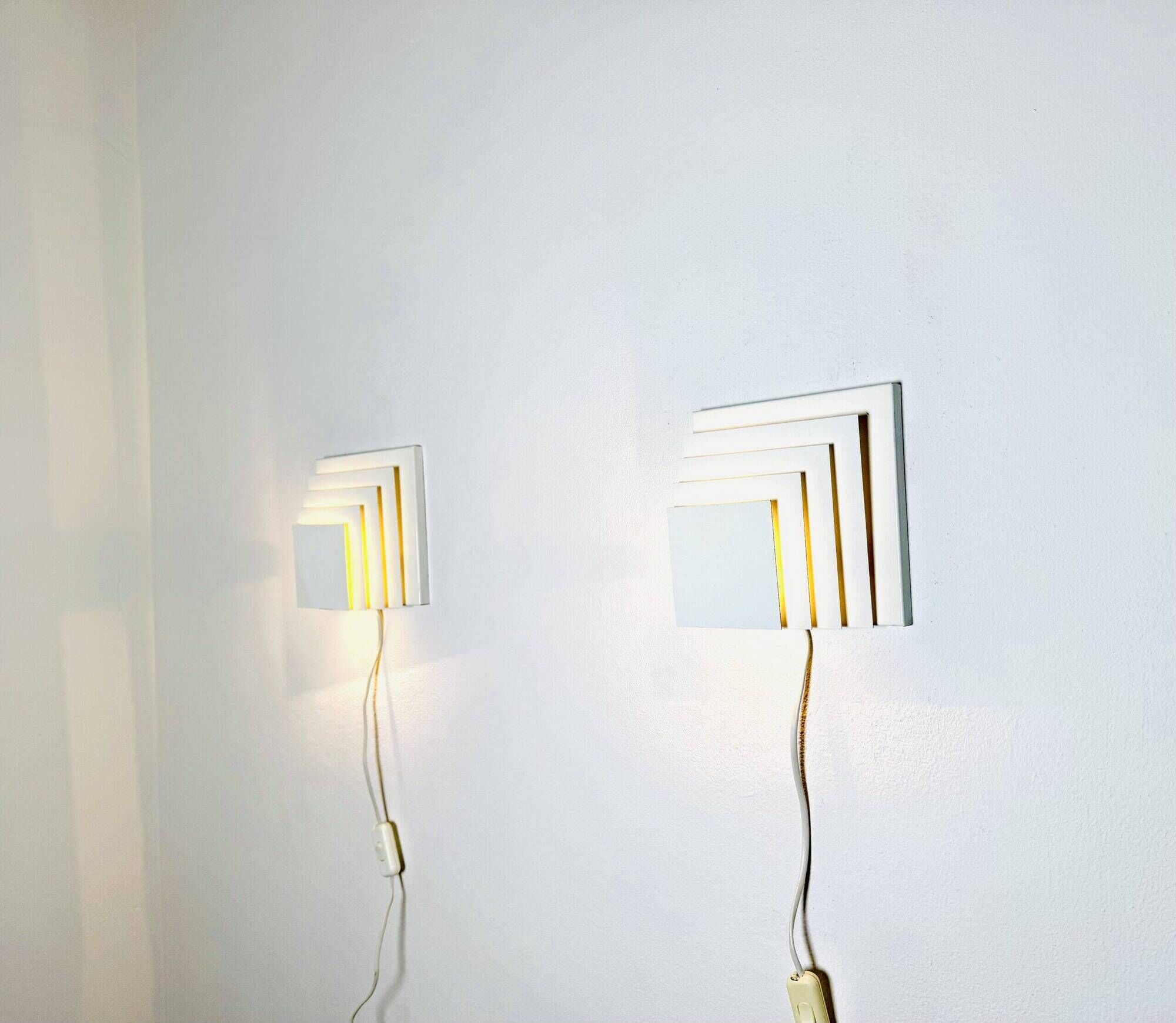 Geometric Square Layered Wall Lamps By Unknown Designer, The Netherlands 1960S