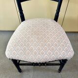 Napoleon III chair in blackened wood and gray cotton